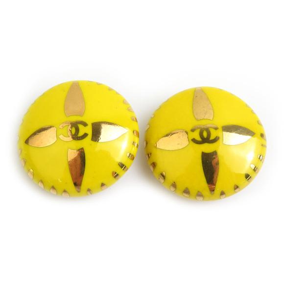 CHANEL Jewelry - CHANEL Authentic Yellow Logo Earrings